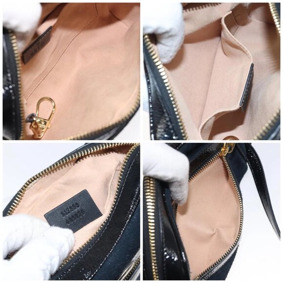 GUCCI Ofdea Sherry Line Shoulder Bag Suede Navy Gold 517350 Auth BA2925 - Picture 15 of 16